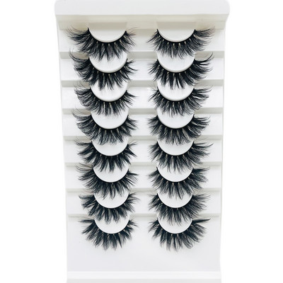 Pachet de gene false 3D de nurcă artificială Comerț cu ridicata pentru gene false reutilizabile naturale Wispy 8 perechi Set de extensii de gene cu bandă completă în vrac