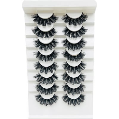 Pachet de gene false 3D de nurcă artificială Comerț cu ridicata pentru gene false reutilizabile naturale Wispy 8 perechi Set de extensii de gene cu bandă completă în vrac