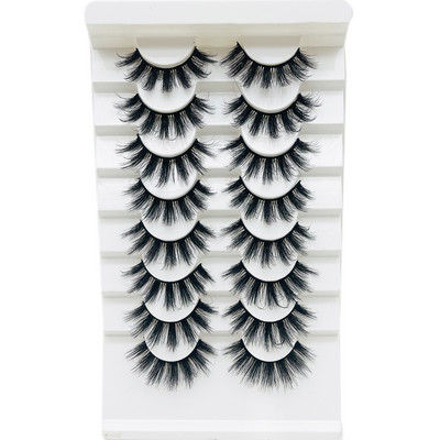 Pachet de gene false 3D de nurcă artificială Comerț cu ridicata pentru gene false reutilizabile naturale Wispy 8 perechi Set de extensii de gene cu bandă completă în vrac