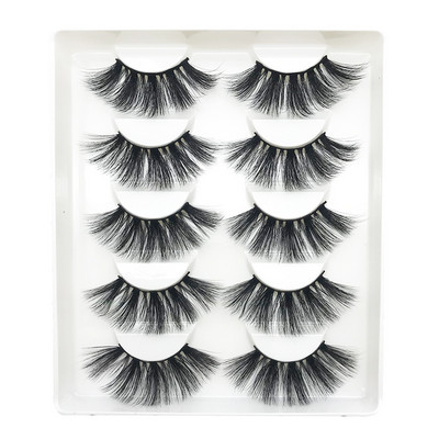 Pachet de gene false 3D de nurcă artificială Comerț cu ridicata pentru gene false reutilizabile naturale Wispy 8 perechi Set de extensii de gene cu bandă completă în vrac