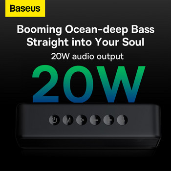 Baseus Portable Wireless Bluetooth Speaker 20W Bass Boost EQ Mode IPX6 Водоустойчиви Bluetooth 5.0 високоговорители, поддръжка на TF-карта AUX