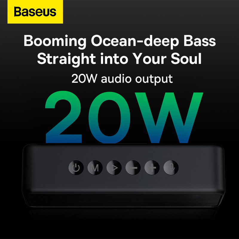 Difuzor Bluetooth portabil fără fir Baseus 20W Mod EQ Boost Bass IPX6 Difuzoare Bluetooth 5.0 impermeabile, suport AUX card TF
