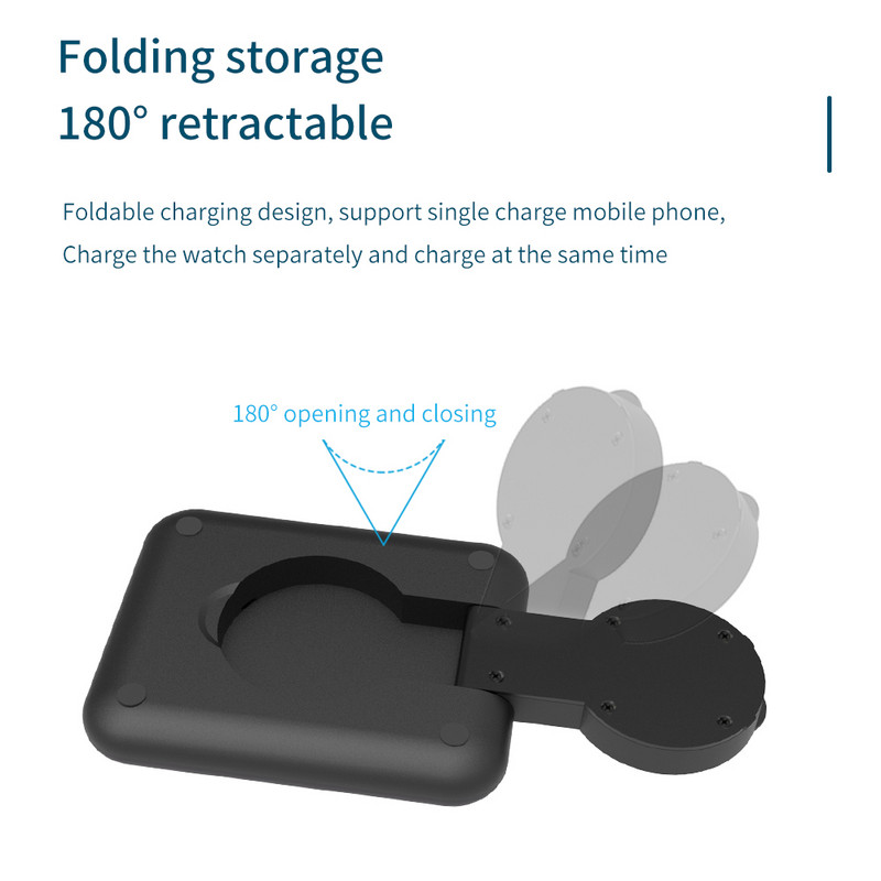 2 viename 65 W belaidžio įkroviklio sulankstomas stovas, greito įkrovimo stovas, skirtas iPhone 14 13 12 iWatch Airpods Samsung S22 S21 Qucik Charge