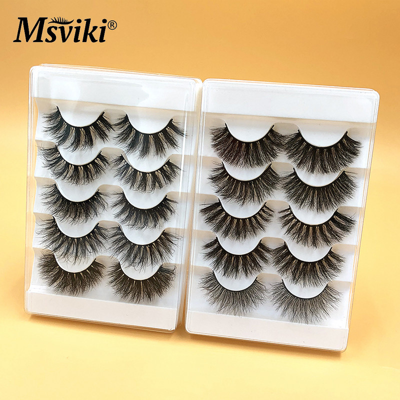 Reutilizabile 5 perechi de gene de nurcă 8MM-16MM Gene false naturale Furnizori de extensii de gene false Faux Cils Instrumente de machiaj cu ridicata