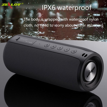 ZEALOT ασύρματο ηχείο Bluetooth TWS Stereo Surround φορητή στήλη αδιάβροχο εξωτερικό υπογούφερ Μεταλλικό κουτί ήχου με διάφραγμα