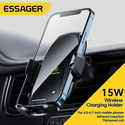 Essager 15W nosač za bežično brzo punjenje, magnetski punjač za automobil, držač telefona, pametni senzor, nosač za ventilacijski otvor za iPhone 13 Samsung