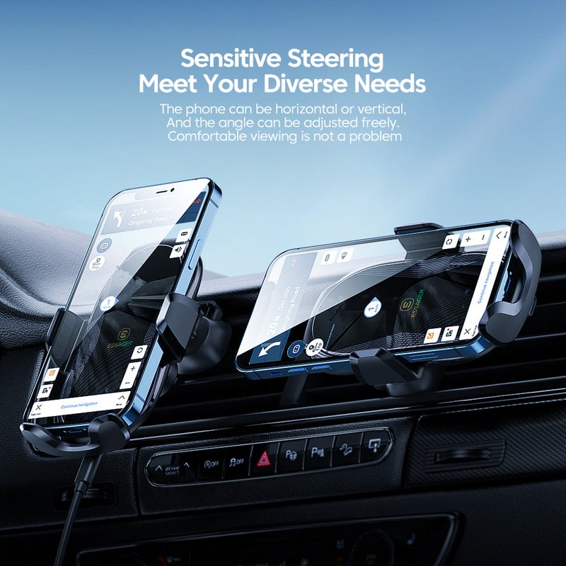 Suport de încărcare rapidă fără fir Essager 15W Încărcător magnetic de mașină Suport telefon Senzor inteligent Suport aerisire pentru iPhone 13 Samsung