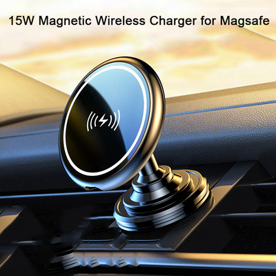 MagSafe magnetiniams telefonams belaidis įkroviklis skirtas iPhone 14 13 12 mini pro max 15W greito belaidžio įkrovimo automobilinio telefono laikiklio stovas