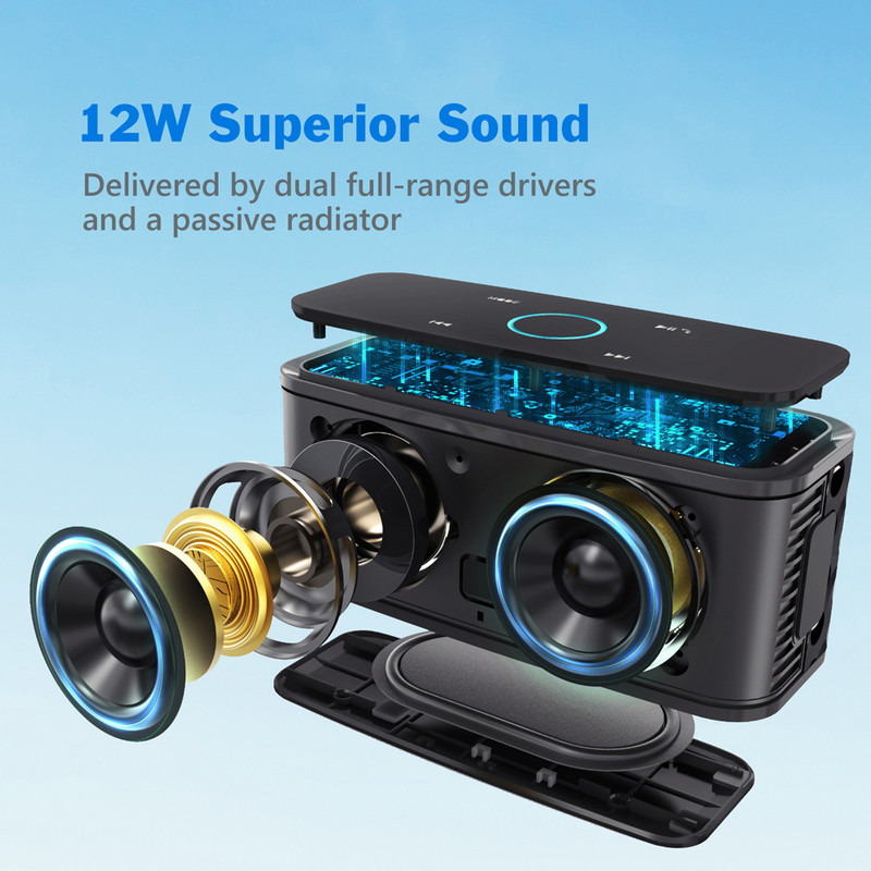 Υπολογιστής DOSS Ασύρματο ηχείο Bluetooth SoundBox Έλεγχος αφής IPX5 Αδιάβροχο φορητό στερεοφωνικό κιβώτιο ήχου Μεγάφωνα
