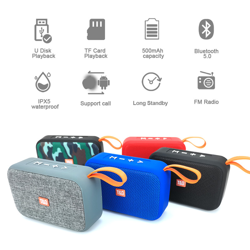 Ηχεία TG506 Φορητό μίνι ηχείο Ασύρματο ηχείο HIFI Soundbar Υποστήριξη υπαίθριων ηχείων Κάρτα TF FM Aux vs TG182