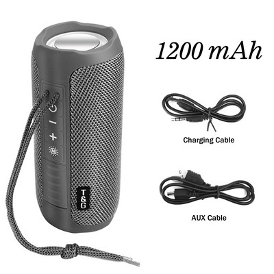 Difuzor portabil de exterior TG227, coloană subwoof fără fir, impermeabilă, suport pentru card TF, radio FM, cu lumină LED PK TG117