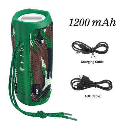 Difuzor portabil de exterior TG227, coloană subwoof fără fir, impermeabilă, suport pentru card TF, radio FM, cu lumină LED PK TG117