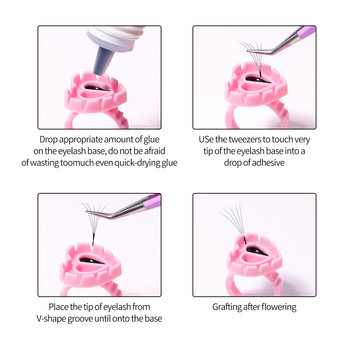 Veyes Inc 208PCS Pink Series Αξεσουάρ Κιτ Veyelash Tweezers For Eyelash Extensions Glitter Brushes Glue Ring Cups Πινέλο για τα χείλη