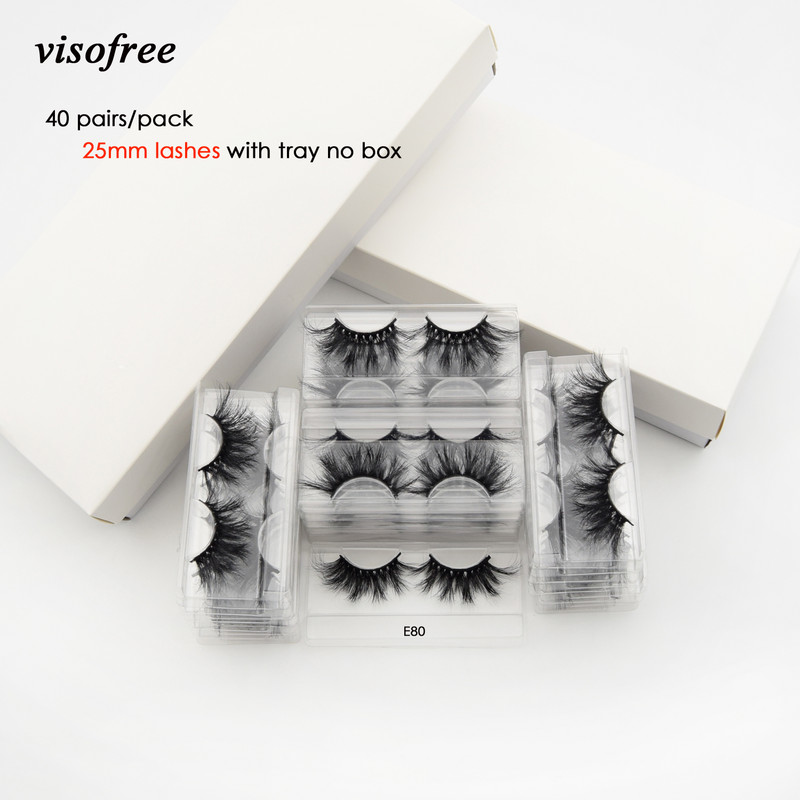 Visofree 40 perechi/pachet Gene de 25 mm Gene de nurcă 3D Machiaj Gene de nurcă de 25 mm Comerț cu ridicata Gene false Gene dramatice reutilizabile