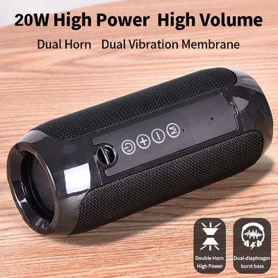 Hordozható Bluetooth hangszóró vezeték nélküli vízálló basszusoszlop autó kültéri kártya hangdoboz sztereó otthoni mélynyomó HIFI audio FM rádió