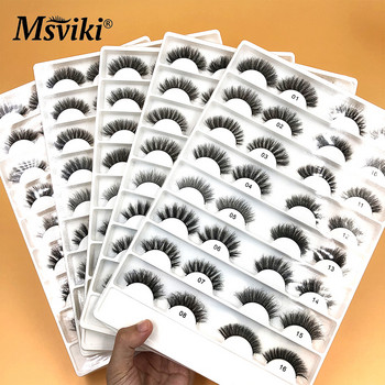 16 Pairs 13MM-20MM Natural Mink Lashes Set 3D Fase Elashes Box Πακέτο Wispy Fluffy 5D Fake Extension Eyelash Supplies Makeup
