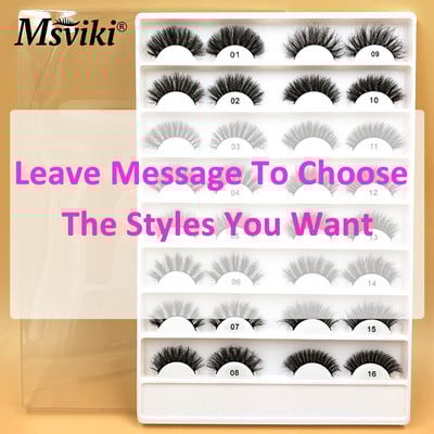 16 pár 13-20 mm-es természetes mink szempilla szett 3D műszempilla doboz csomag Wispy bolyhos 5D műszempilla hosszabbító kellékek smink