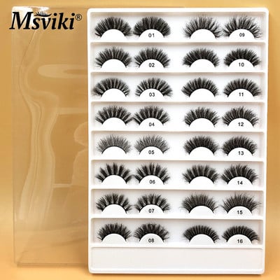 16 pár 13-20 mm-es természetes mink szempilla szett 3D műszempilla doboz csomag Wispy bolyhos 5D műszempilla hosszabbító kellékek smink