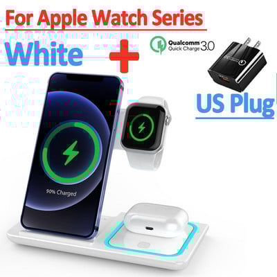 Stalak za brzi bežični punjač od 100 W za iPhone 14 13 12 11 Apple Watch 3 u 1 sklopiva stanica za punjenje za Airpods Pro iWatch 8 7