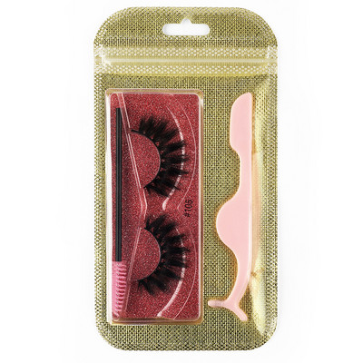 3 pāri 3D Mink Lashes Natural mākslīgās skropstas Dabiski blīvas skropstas Pašpietiekams skropstu pincetes birstīšu skropstu komplekts