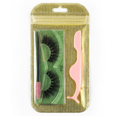 3 pāri 3D Mink Lashes Natural mākslīgās skropstas Dabiski blīvas skropstas Pašpietiekams skropstu pincetes birstīšu skropstu komplekts