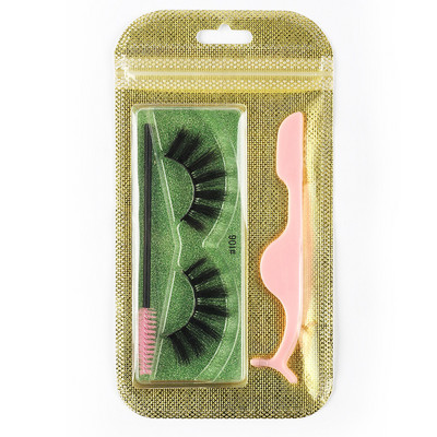3 pāri 3D Mink Lashes Natural mākslīgās skropstas Dabiski blīvas skropstas Pašpietiekams skropstu pincetes birstīšu skropstu komplekts