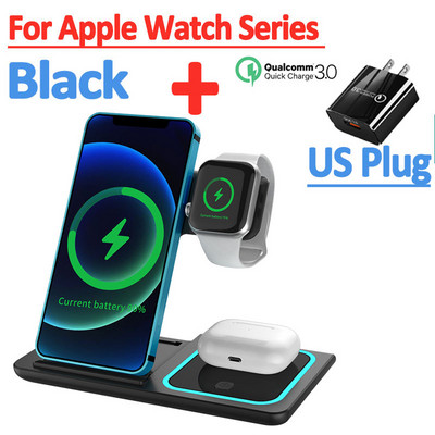 Suport de încărcare fără fir 3 în 1 100W pentru Apple Watch 8 7 6 Airpods Pro Stație de andocare de încărcare rapidă pentru iPhone 14 13 12 11 XS XR X 8