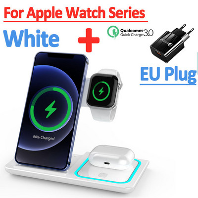Suport de încărcare fără fir 3 în 1 100W pentru Apple Watch 8 7 6 Airpods Pro Stație de andocare de încărcare rapidă pentru iPhone 14 13 12 11 XS XR X 8