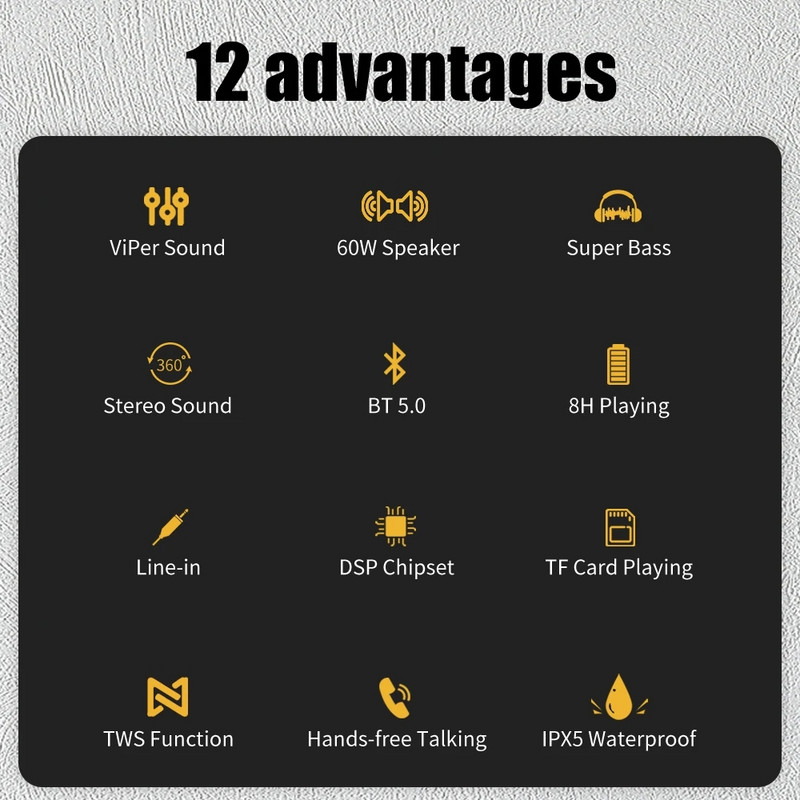 XDOBO 60 W bezvadu Bluetooth skaļrunis IPX7 ūdensizturīgs āra kolonnas portatīvais zemfrekvences skaļrunis mājas kinozāle TWS Boombox mūzikas centra AUX