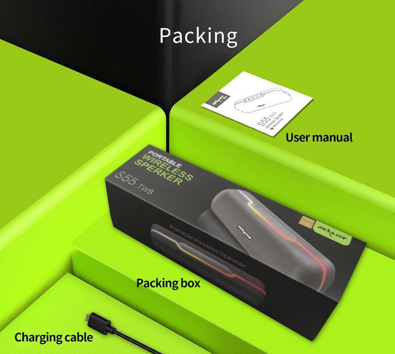 ZEALOT S55 zvučnik s kontrolom na dodir Prijenosni bežični Bluetooth zvučnik Bas Sound Box Stereo HIFI s TWS i ugrađenim mikrofonom