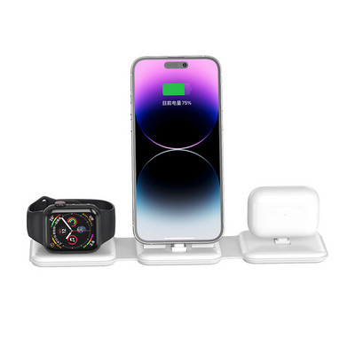 Vezeték nélküli töltőállvány iPhone 14 13 11 12 X XR Apple Watch 8 7 SE Airpods 3 Pro Qi Fast 15W 3 az 1-ben összecsukható töltőállomáshoz