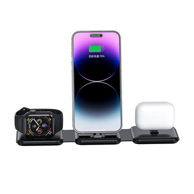 Vezeték nélküli töltőállvány iPhone 14 13 11 12 X XR Apple Watch 8 7 SE Airpods 3 Pro Qi Fast 15W 3 az 1-ben összecsukható töltőállomáshoz