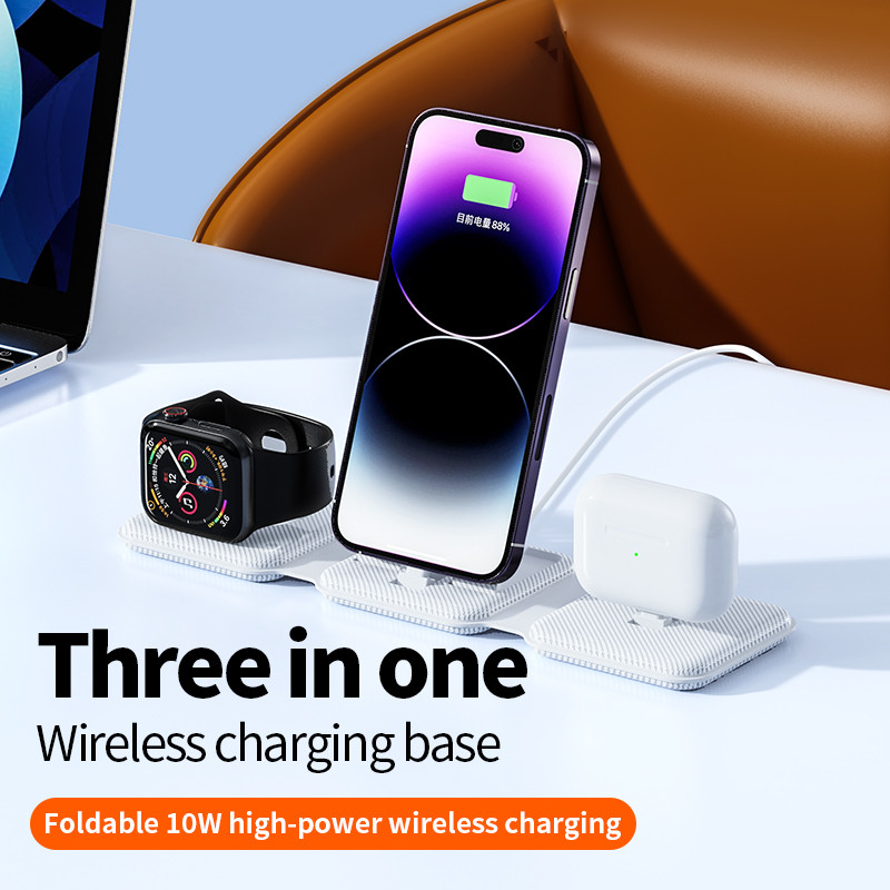Vezeték nélküli töltőállvány iPhone 14 13 11 12 X XR Apple Watch 8 7 SE Airpods 3 Pro Qi Fast 15W 3 az 1-ben összecsukható töltőállomáshoz