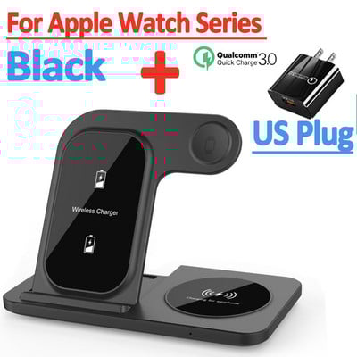 Suport de încărcare fără fir rapid de 100W pentru iPhone 14 13 12 11 Pro XS XR X 8 Apple Watch 8 7 SE 6 Airpods Pro 3 în 1 Stație de încărcare