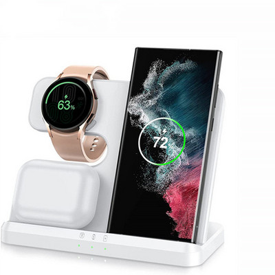 30W 3 u 1 stalak za bežični punjač za Samsung S22 S21 S20 Ultra Galaxy Watch 5 4 3 Active 2/1 Buds Qi stanica za brzo punjenje