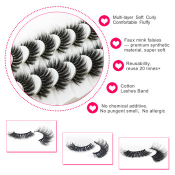 Πακέτο Natural Mink Lashes Παρτίδα Χονδρική πώληση 8 ζευγαριών Faux Fake Eyelash Extension 3D False Full Strip Βλεφαρίδες Σετ Μαζικά Προμήθειες