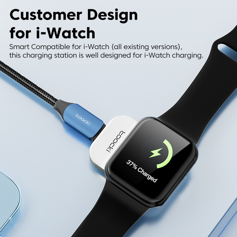 Încărcător wireless portabil Toocki pentru Apple Watch 7 SE 6 5 4 Încărcător magnetic USB pentru iWatch Series 7 SE 6 5 4 Stație de încărcare