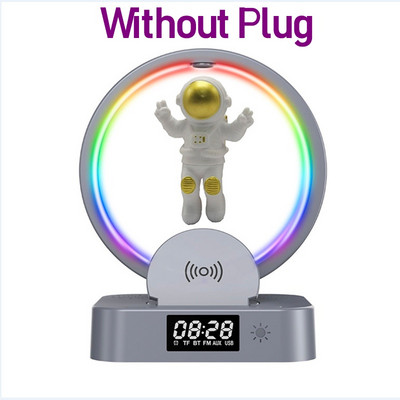 Budilica 15W Bežični punjač Držač Astronaut RGB Atmosferska lampa Ugrađeni zvučnik TF kartica AUX za Iphone 14 Samsung Xiaomi