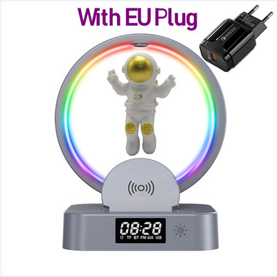 Budilica 15W Bežični punjač Držač Astronaut RGB Atmosferska lampa Ugrađeni zvučnik TF kartica AUX za Iphone 14 Samsung Xiaomi