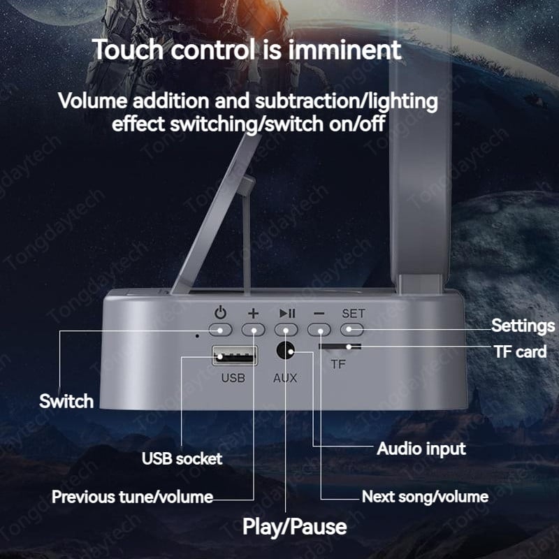 Budilica 15W Bežični punjač Držač Astronaut RGB Atmosferska lampa Ugrađeni zvučnik TF kartica AUX za Iphone 14 Samsung Xiaomi