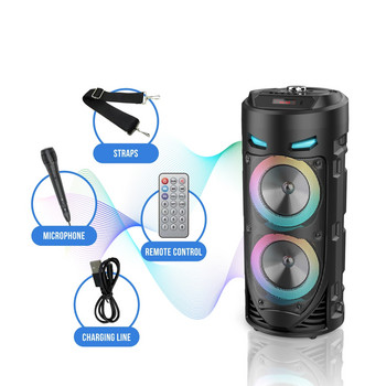 30W Bluetooth високоговорител Безжична преносима колона Голяма мощност Стерео събуфер Бас парти високоговорители с микрофон Семейство Караоке USB