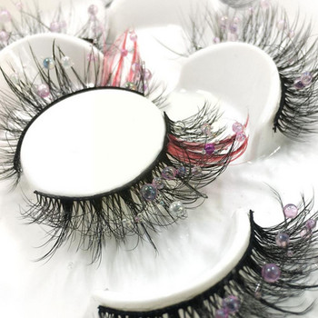 5 ζεύγη ψεύτικες βλεφαρίδες χρωματιστές ροζ μωβ Χνουδωτές Faux Mink Lashes 3d Volume For Makeup Στολή Natural -eye Fake Eye Las X5t2