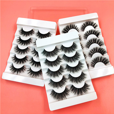 Wispy 5 perechi cutii de gene de nurcă 3D naturale Ambalare Gene false 5D reutilizabile Vânzare cu ridicata în vrac Instrument de machiaj pentru gene de nurcă pufoasă
