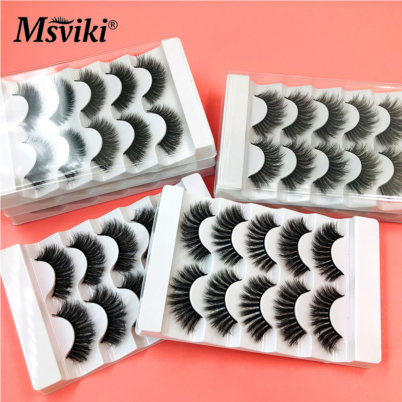 Wispy 5 perechi cutii de gene de nurcă 3D naturale Ambalare Gene false 5D reutilizabile Vânzare cu ridicata în vrac Instrument de machiaj pentru gene de nurcă pufoasă