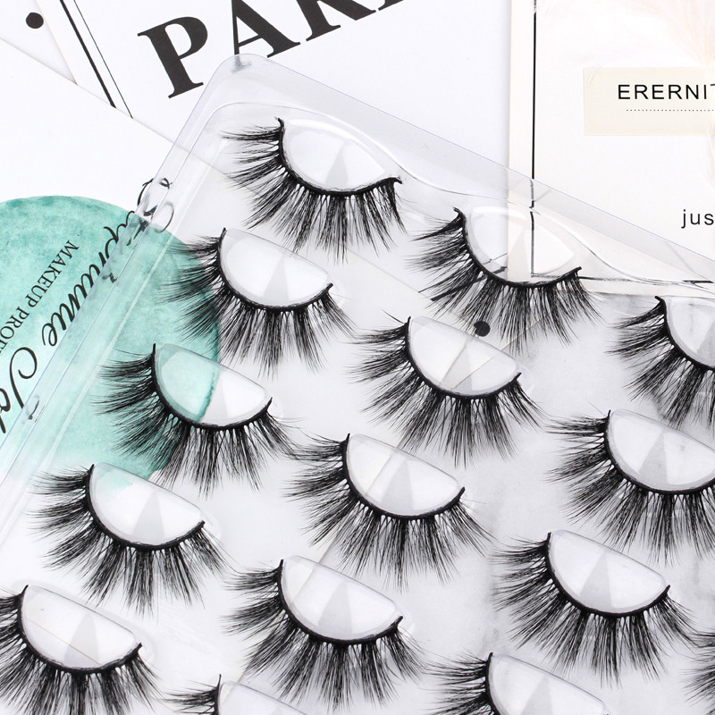 5/10 чифта меки гъсти мигли 3D изкуствени мигли от норка Естествен драматичен грим с дълги мигли Ръчно изработени 3D мигли