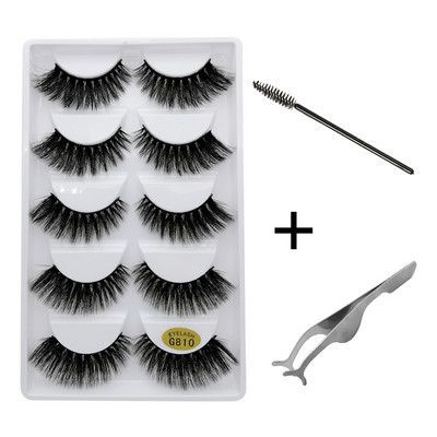 5 pari umjetnih trepavica Natrual 3D komplet umjetnih trepavica od nerca četkica za trepavice trepavice za oči pinceta mekane trepavice od nerca šminka cilios