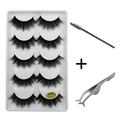 5 pari umjetnih trepavica Natrual 3D komplet umjetnih trepavica od nerca četkica za trepavice trepavice za oči pinceta mekane trepavice od nerca šminka cilios