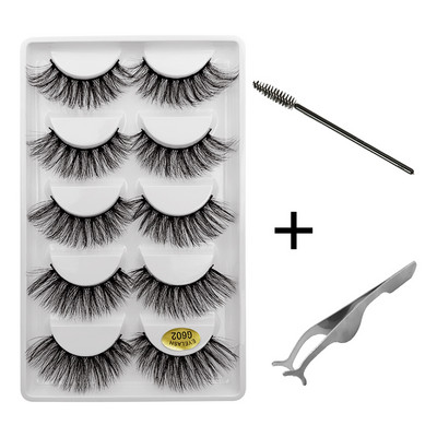 5 pari umjetnih trepavica Natrual 3D komplet umjetnih trepavica od nerca četkica za trepavice trepavice za oči pinceta mekane trepavice od nerca šminka cilios