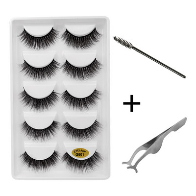 5 pari umjetnih trepavica Natrual 3D komplet umjetnih trepavica od nerca četkica za trepavice trepavice za oči pinceta mekane trepavice od nerca šminka cilios