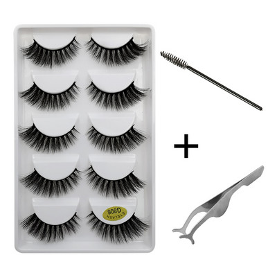 5 pari umjetnih trepavica Natrual 3D komplet umjetnih trepavica od nerca četkica za trepavice trepavice za oči pinceta mekane trepavice od nerca šminka cilios
